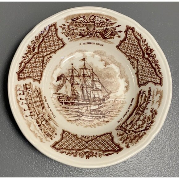 Alfred Meakin Staffordshire England Fair Winds USS Portsmouth Dish Berry Bowl - Picture 1 of 3